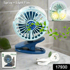 Close-up of the  portable clip-on fan attached to a table, highlighting its strong clip.