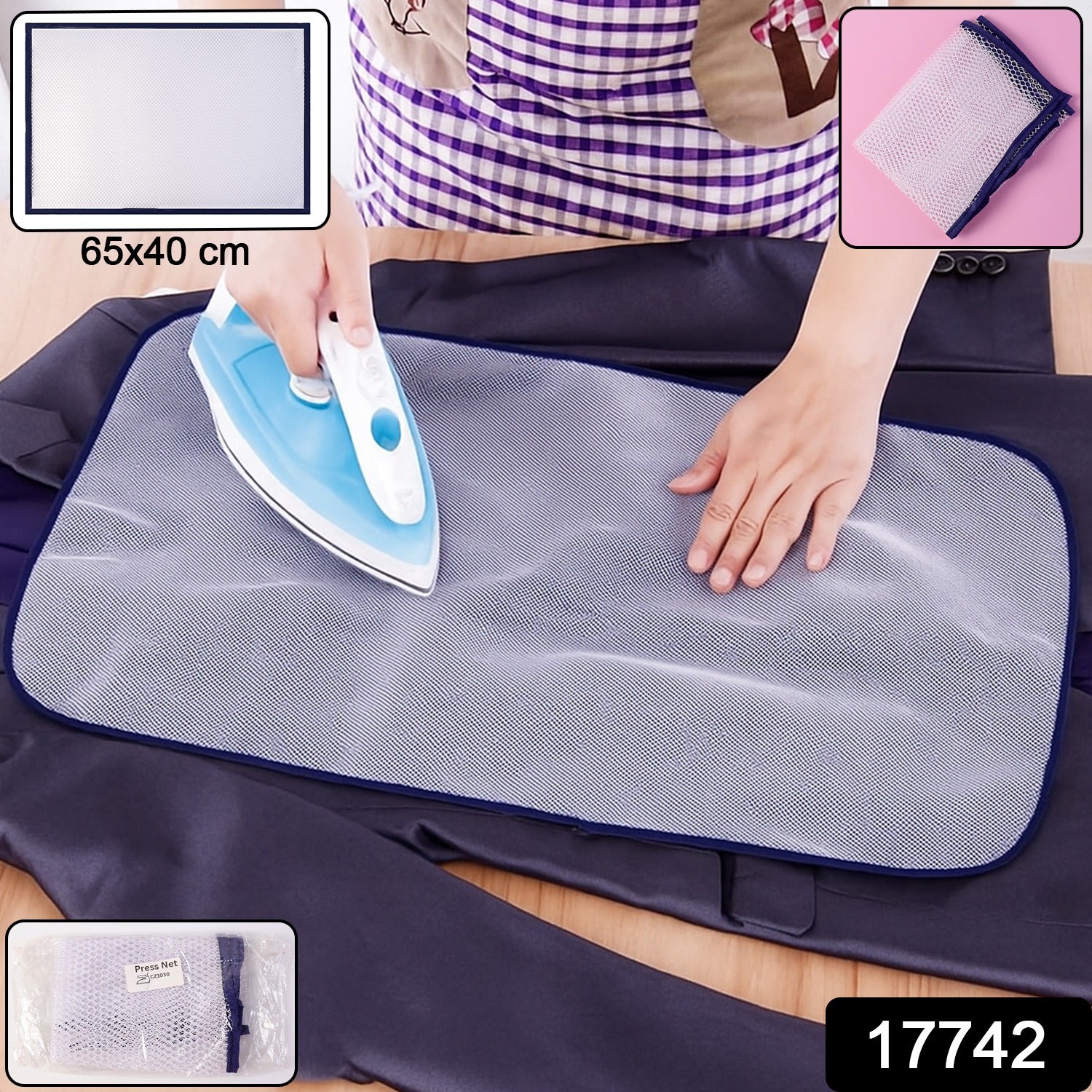 Close-up of transparent heat-resistant ironing mesh mesh fabric texture