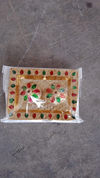 Vertical shot of the festive Raksha Bandhan Pooja Thali with kumkum holder.