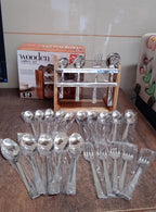 Complete Apex stainless steel flatware set with spoons and forks