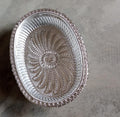 Multipurpose royal design oval silver gift tray for dry fruits.