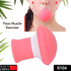Woman demonstrating the breathing-type face slimmer for facial muscle training.