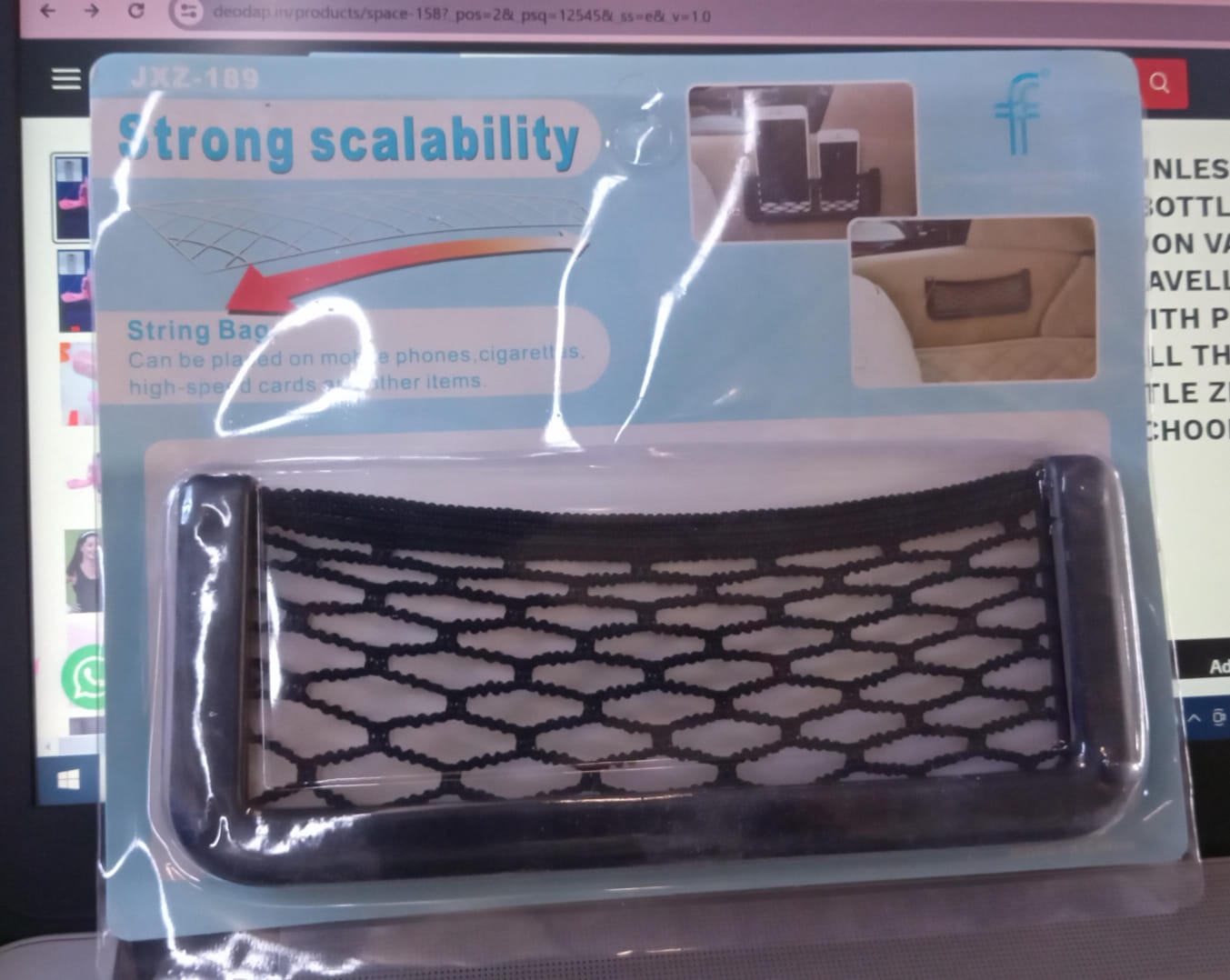 Driver's view of the car seat organizer, providing easy access to essentials.