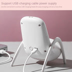 Diagram illustrating the dimensions of the portable fan and phone holder.
