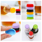 6-pack beer saver silicone caps sealing various beverage bottles.