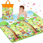Double-sided baby play mat with a colourful railway scene, perfect for engaging playtime.