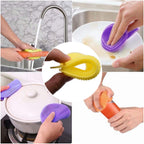 A collection of silicone dish scrubbers in mixed colors, proving their mildew-free and effective cleaning power.