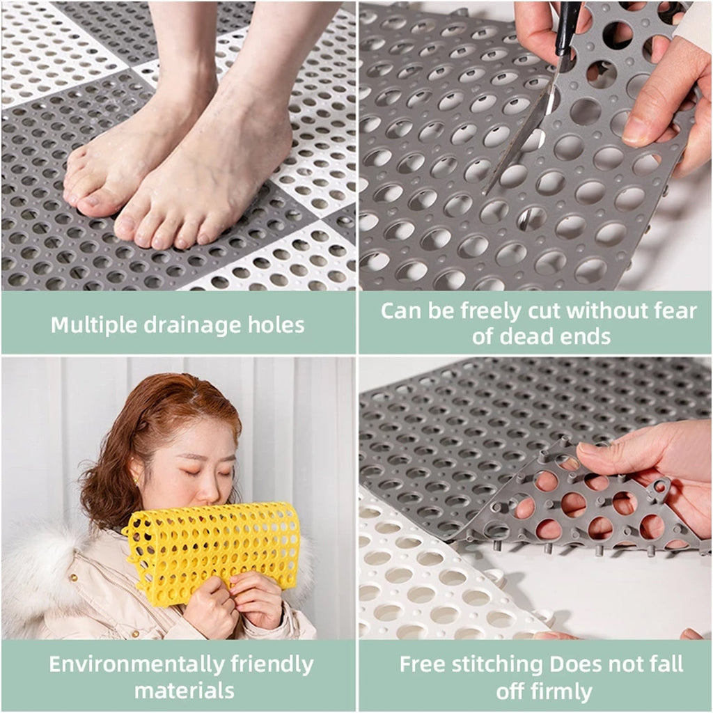 Durable plastic anti-slip mat designed to prevent falls in the bathroom.