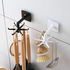 Black rotatable hooks with six prongs ideal for kitchen utensil storage