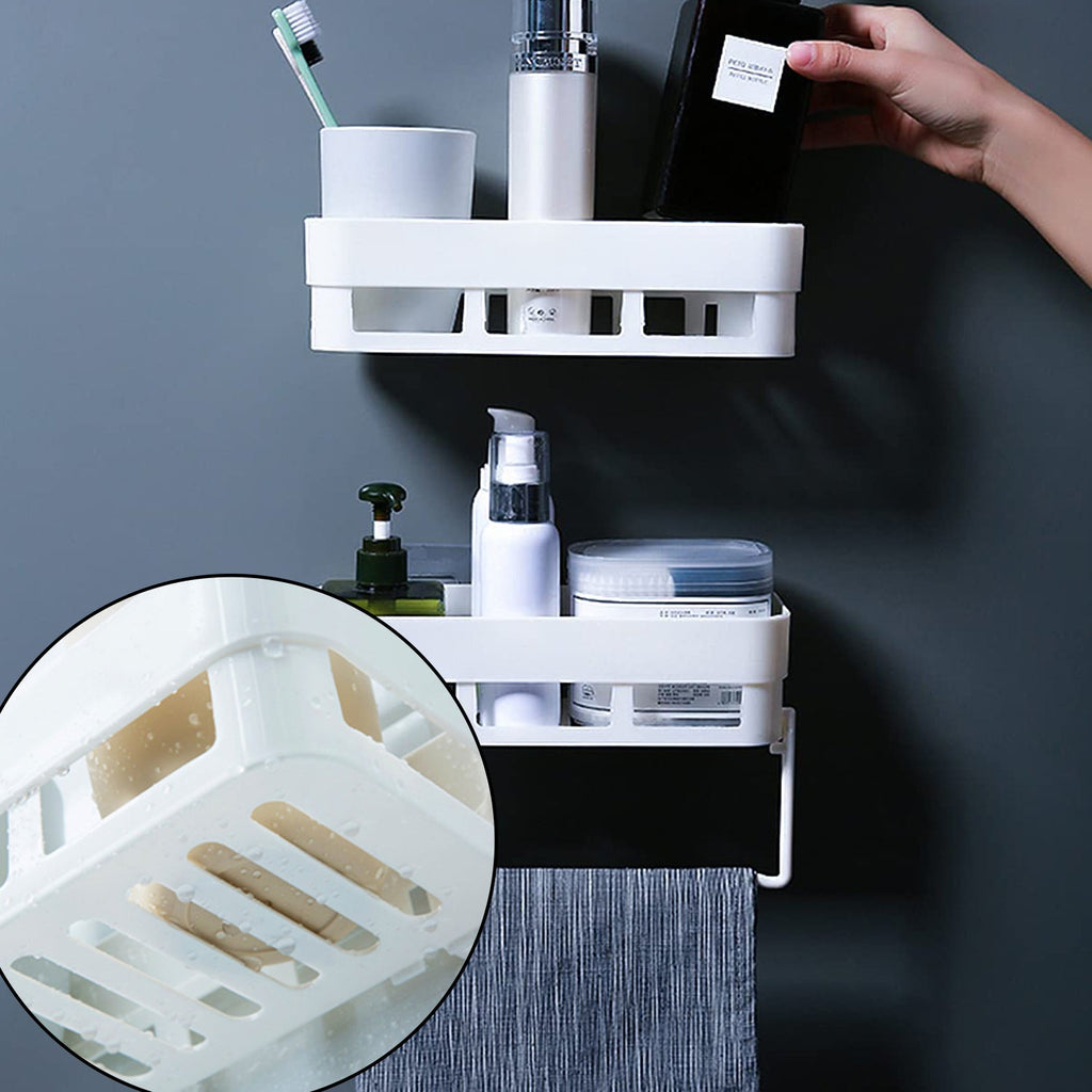 Multipurpose wall shelf installed in a modern kitchen, holding spices.