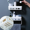 Multipurpose wall shelf installed in a modern kitchen, holding spices.