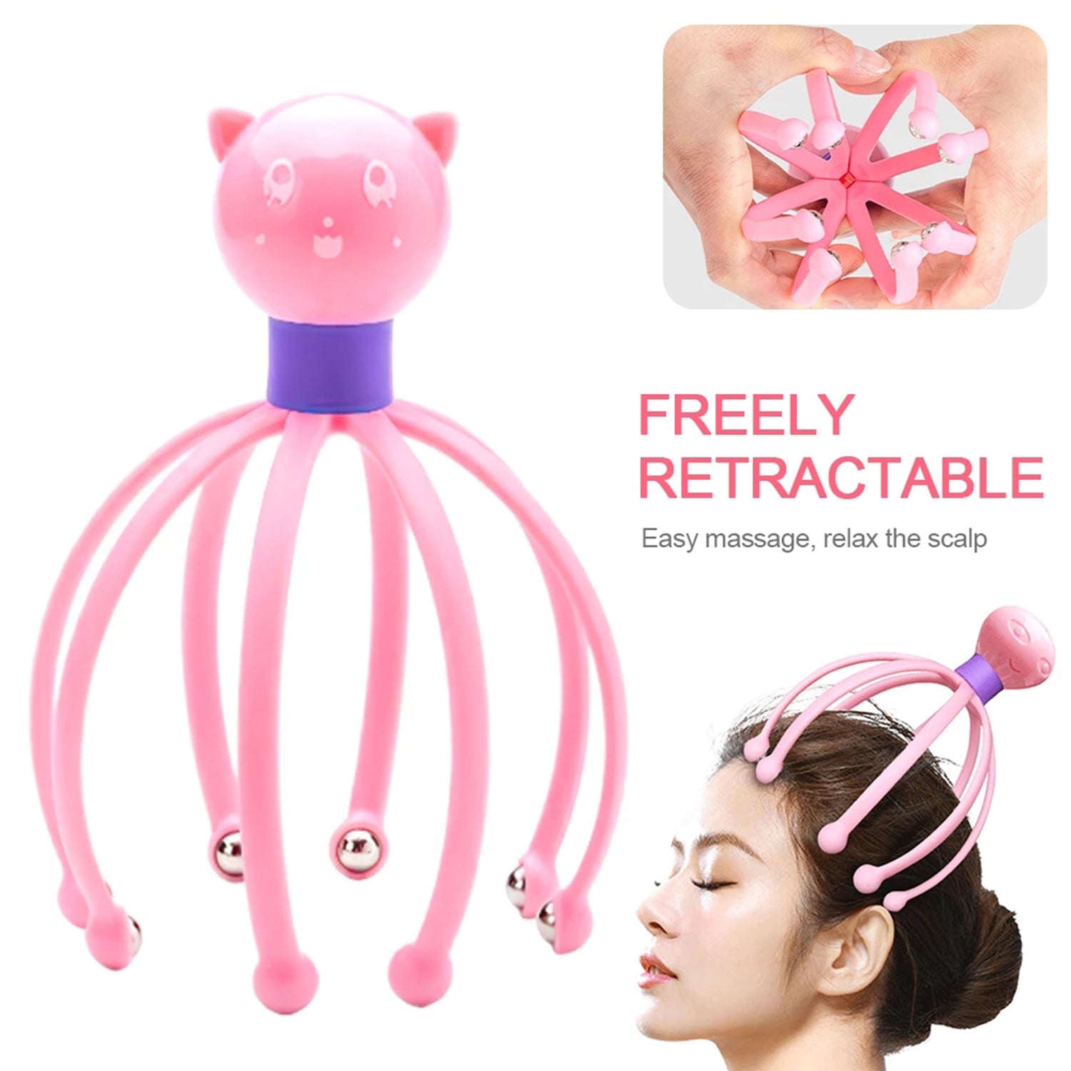 Detailed shot of the scalp massager's 84 acupressure dots for deep relaxation.