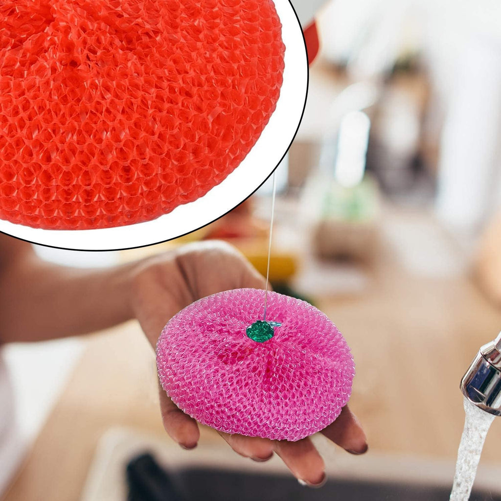 Brightly colored nylon round scrubbers ready for tough kitchen cleaning challenges.