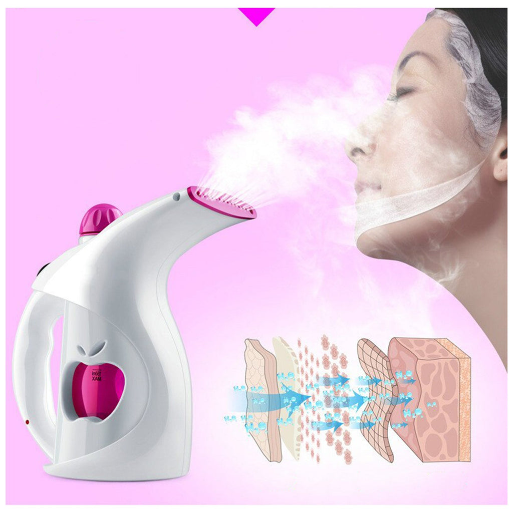 Portable handheld garment steamer for quick wrinkle removal and fabric care.