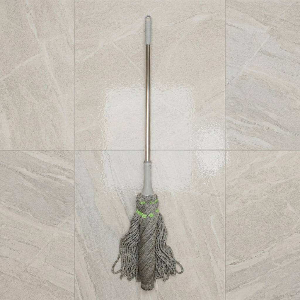 Spin mop in use for floor cleaning