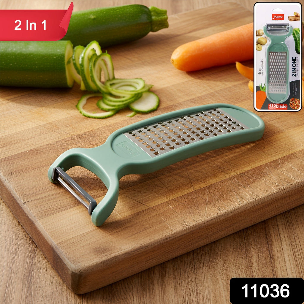 Compact handheld peeler and shredder tool for vegetables and fruits