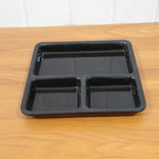 Black plastic 3-compartment serving tray for organized meals