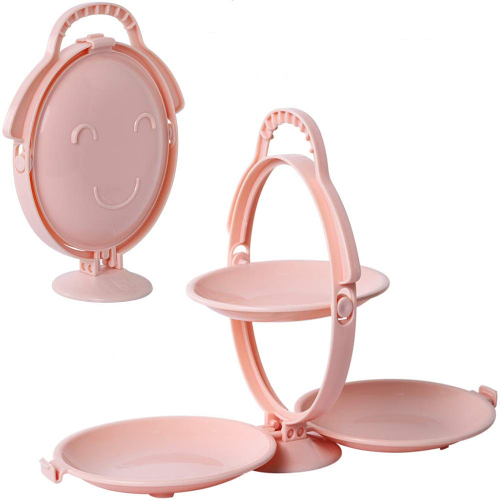 Stable base of 3-layer foldable snack serving stand on tabletop