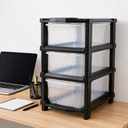 Stackable transparent drawer organizer unit for neat home storage