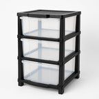 Free-standing transparent drawer organizer with flat top surface