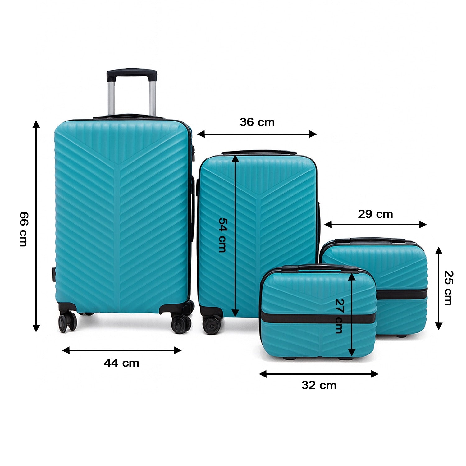 Various sized suitcases from 3-piece luggage collection