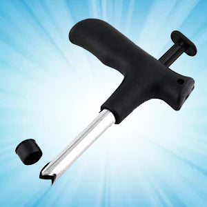 Set of kitchen tools, including a stainless steel coconut driller.