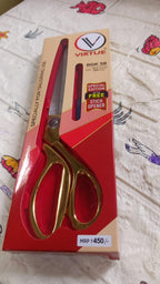 Durable stainless steel scissors, ideal for professional tailoring.