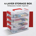 4-layer transparent plastic storage box with handle ideal for craft supplies