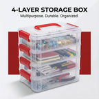 4-layer transparent plastic storage box with handle ideal for craft supplies