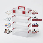 Open layers of 4-layer storage container showing individual compartments