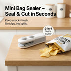 Close-up of ChefAura mini bag sealer’s sealing and cutting feature