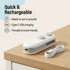 ChefAura mini bag sealer size reference showing compact handheld design