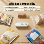Alternate angle showing ergonomic design of ChefAura mini bag sealer