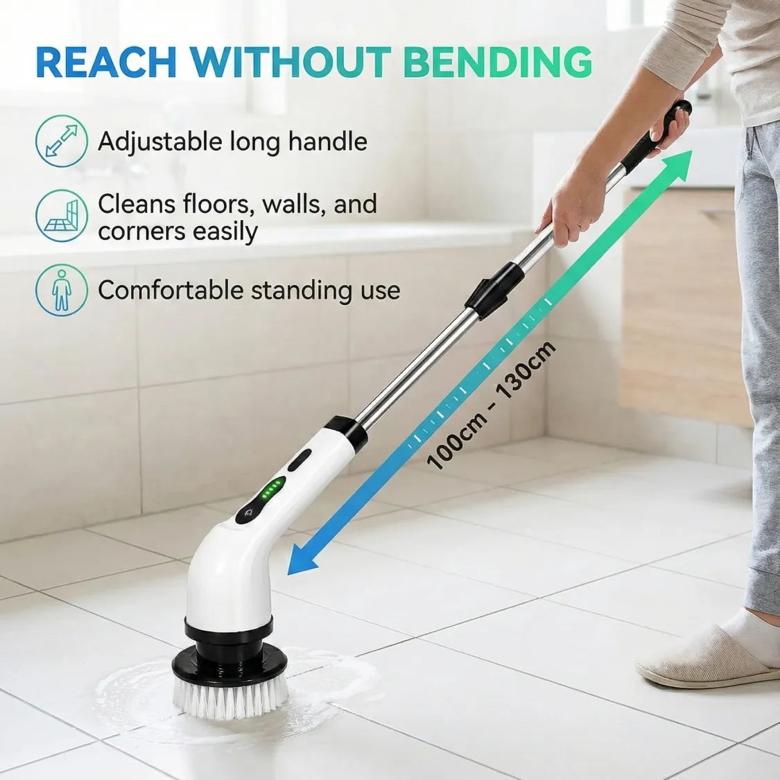 Wireless electric scrubber brush with seven brush attachments for deep cleaning
