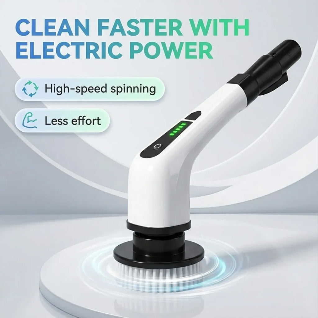 7-in-1 cordless rechargeable electric spin scrubber brush with extension handle cleaning tiles