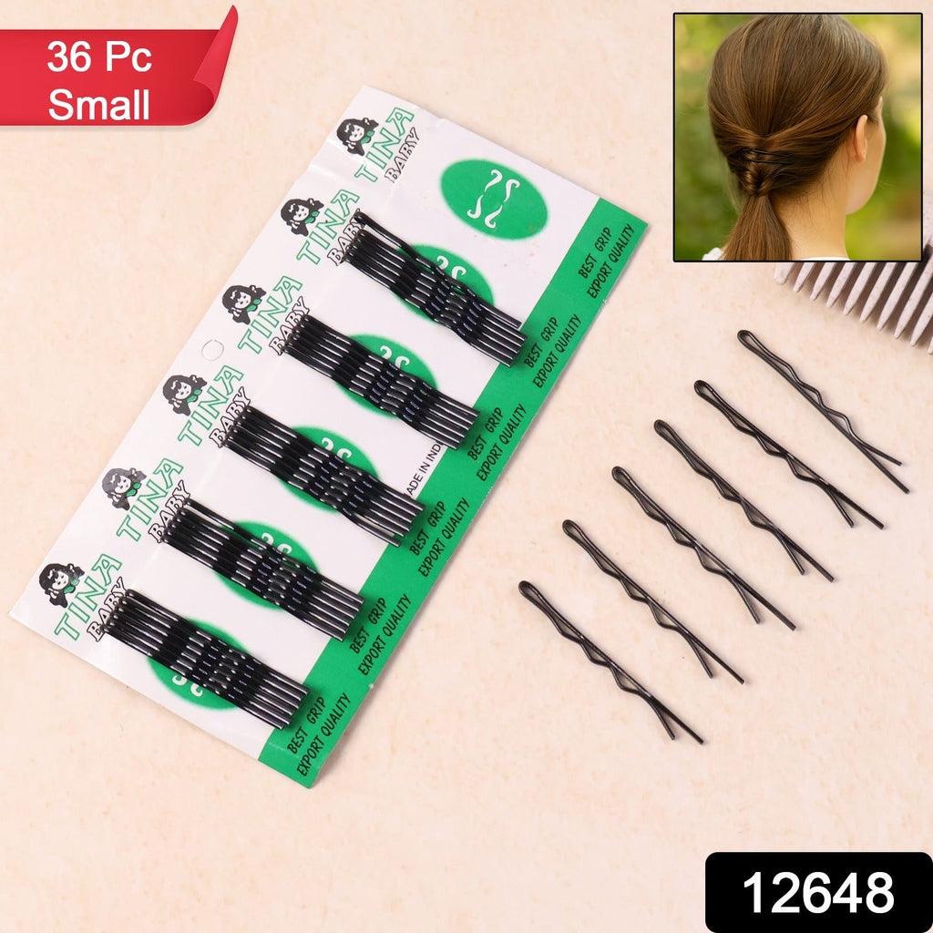Small black hair pins with smooth rounded tips for secure styling