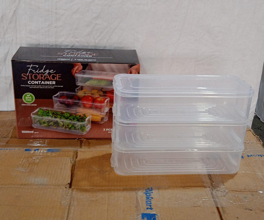 Efficient fridge organization using multiple clear plastic food storage containers.