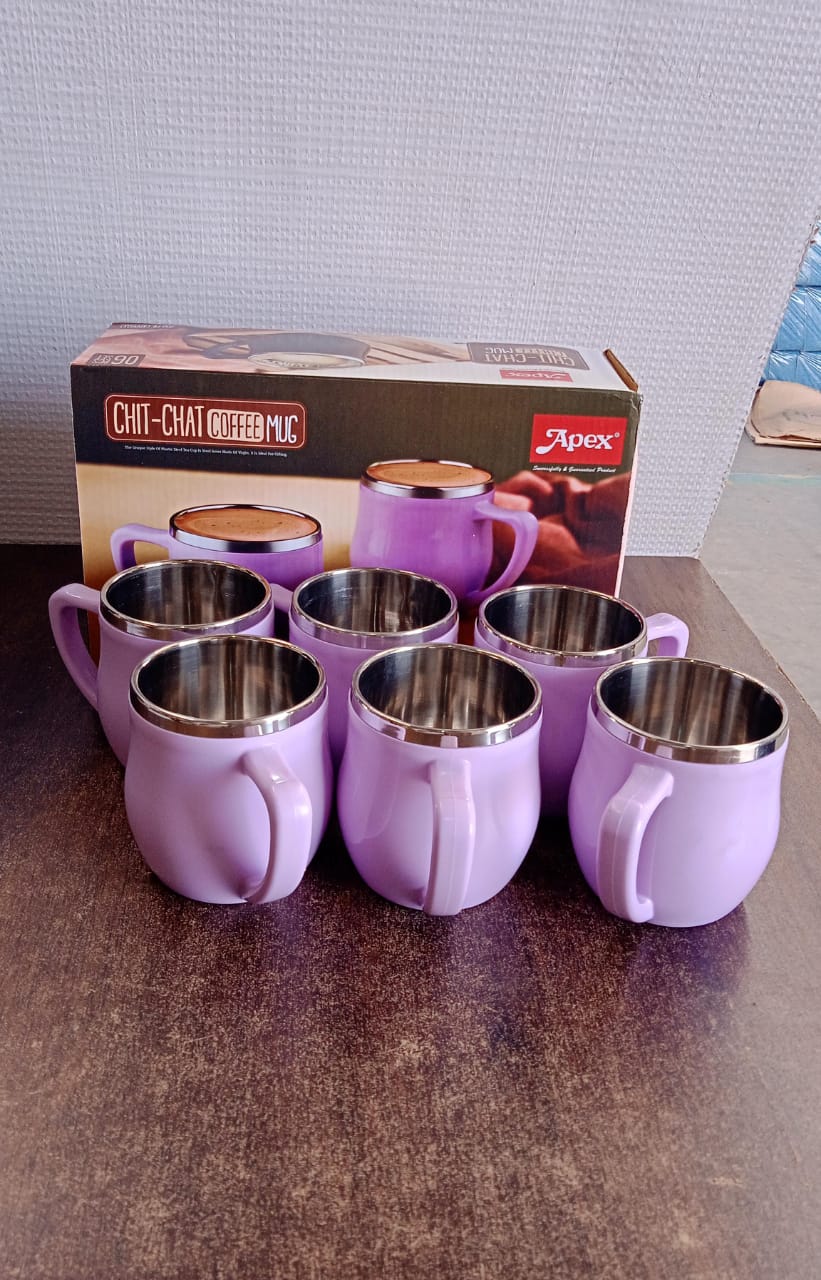 Double Wall Stainless Steel Mug Set – Insulated 6-Pc 200ml