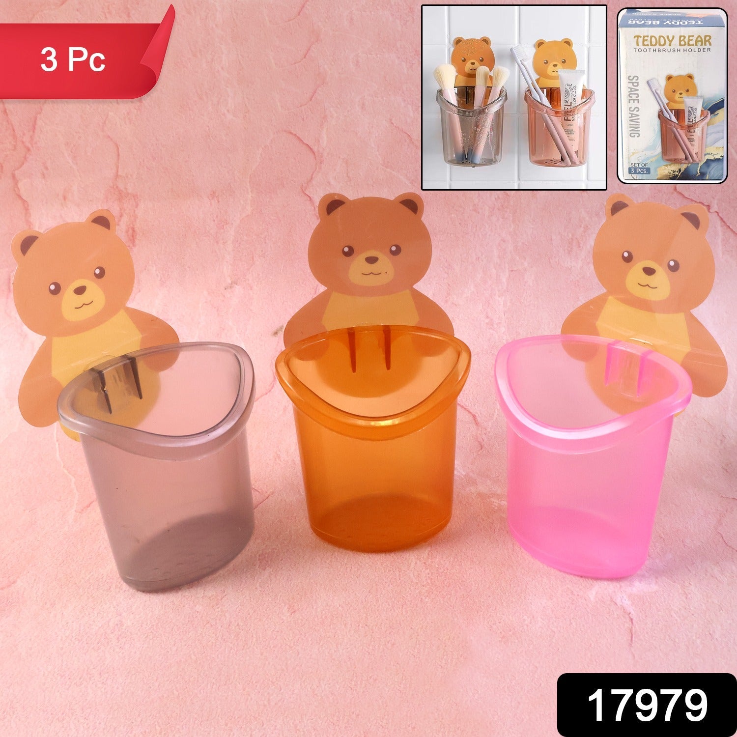 Cute teddy bear toothbrush holder with strong grip for kids