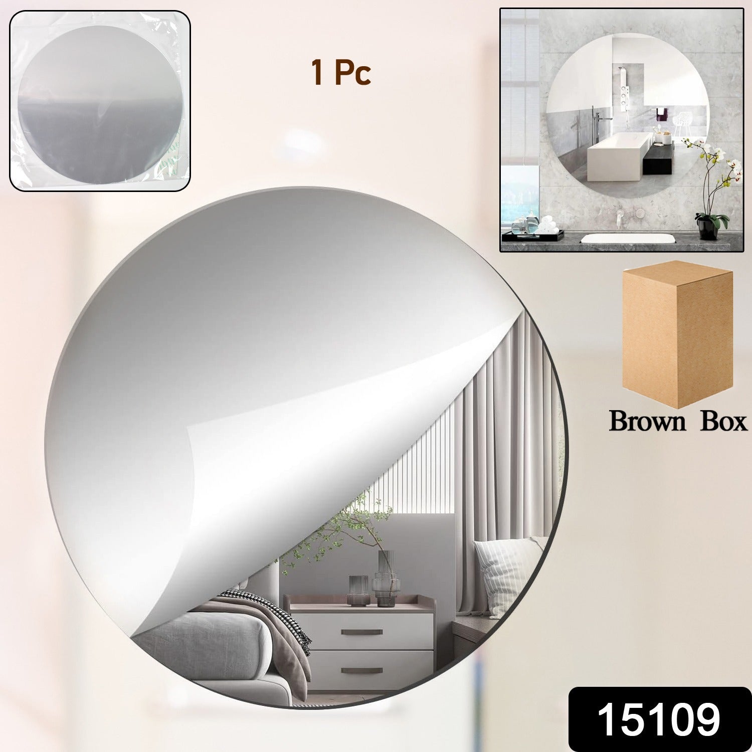 Plastic mirror wall sticker applied on clean smooth surface