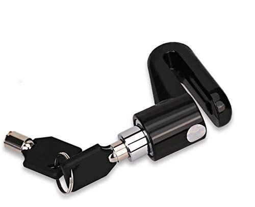 Reliable disc lock shown with its two keys for motorcycle and bike security.