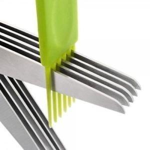 Herb scissors with an ergonomic handle and five stainless steel blades