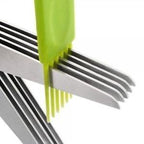 Herb scissors with an ergonomic handle and five stainless steel blades