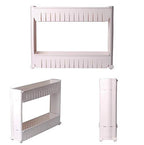 Detailed view of the smooth-gliding wheels and sturdy base of the slim storage rack.