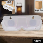 Space-saving eyewear organizer rack mounted on a clean wall surface.