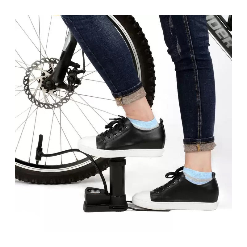Mini Foot Pump designed for compact storage and travel convenience.
