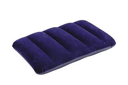 Ergonomic design of the comfortable blue velvet travel pillow providing neck support.