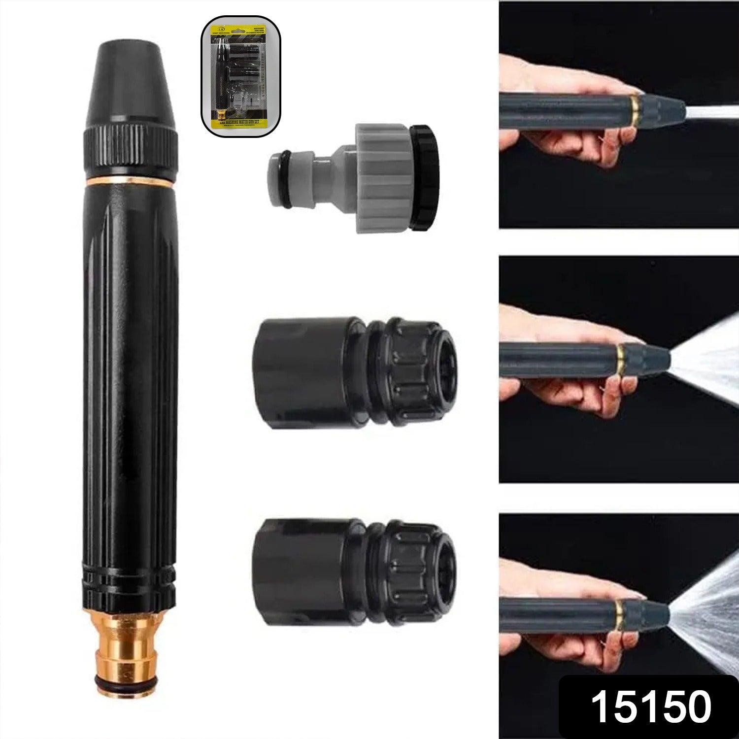 Ergonomic Car Washer Spray Gun demonstrating multiple high-pressure spray patterns.