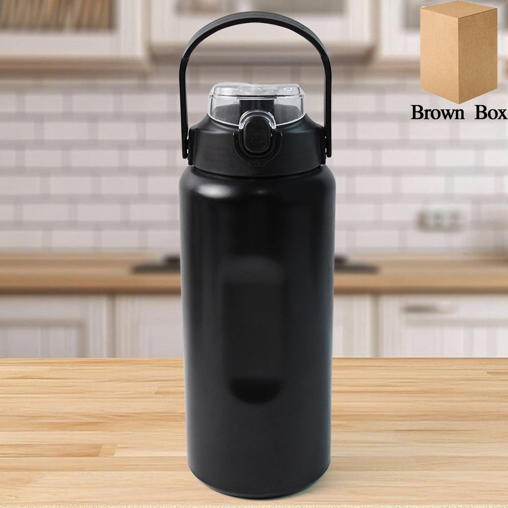Stainless steel insulated water bottle 1600ml with handle and flip-top lid