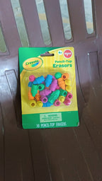 Pencil top erasers displayed in a retail packaging, highlighting the product.